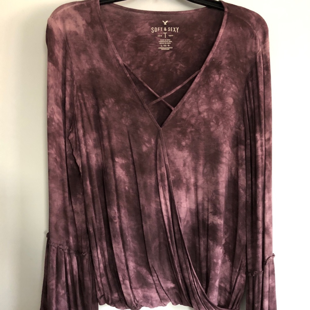 American Eagle Bell Sleeve Tie Dye Top